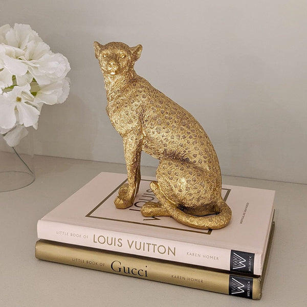 Gold Sitting Leopard Decorative Ornament Accessories 