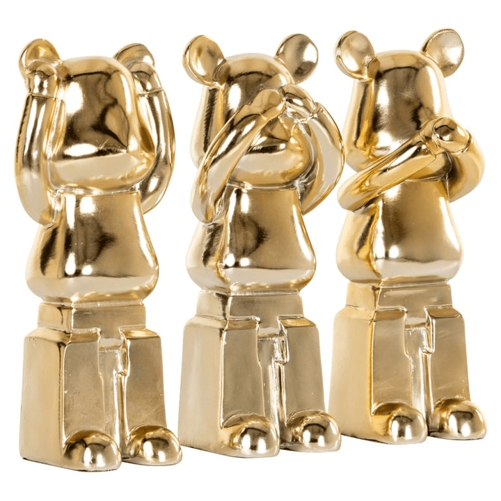 Gold Standing Bear Decorative Ornaments - Set of 3 Accessories 