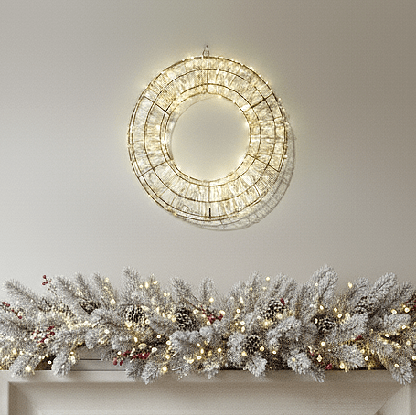 Gold Warm LED Light Up Wreath Lighting 