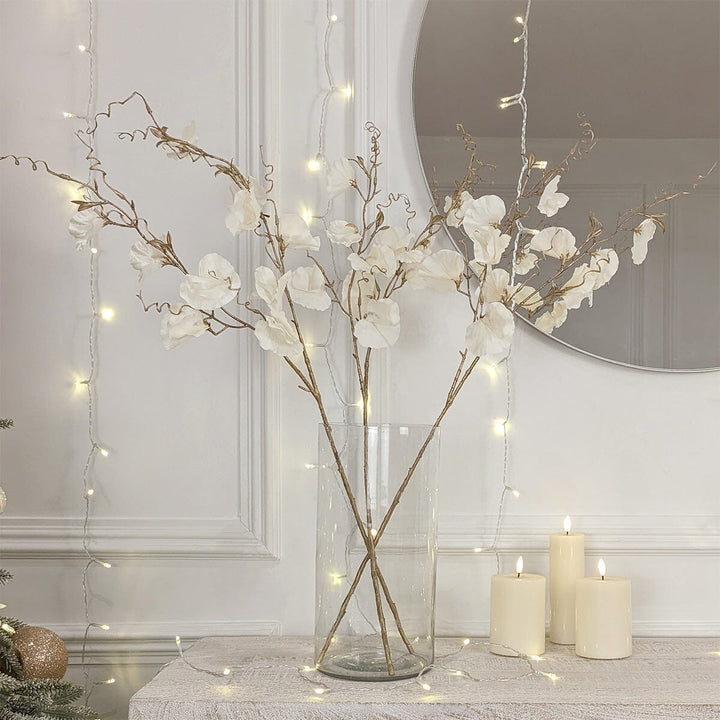 Gold & White Faux Sweetpea Branch Single Stem Accessories 