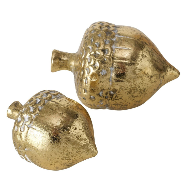 Golden Decorative Acorn Ornaments - Set of 2 Accessories 