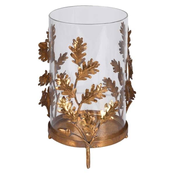 Golden Leaf Decorative Glass Hurricane Accessories 