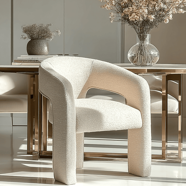 Grace Ecru Textured Curved Dining Chair Furniture 