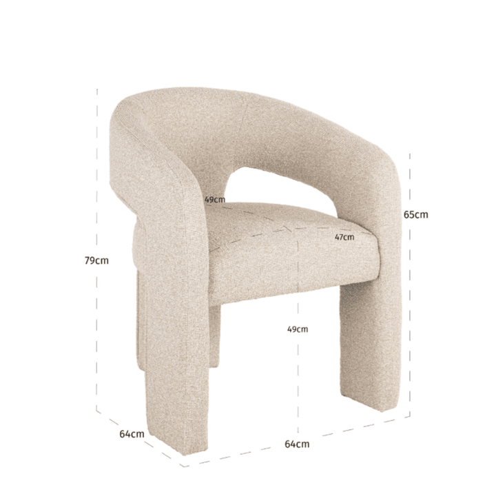 Grace Ecru Textured Curved Dining Chair Furniture 