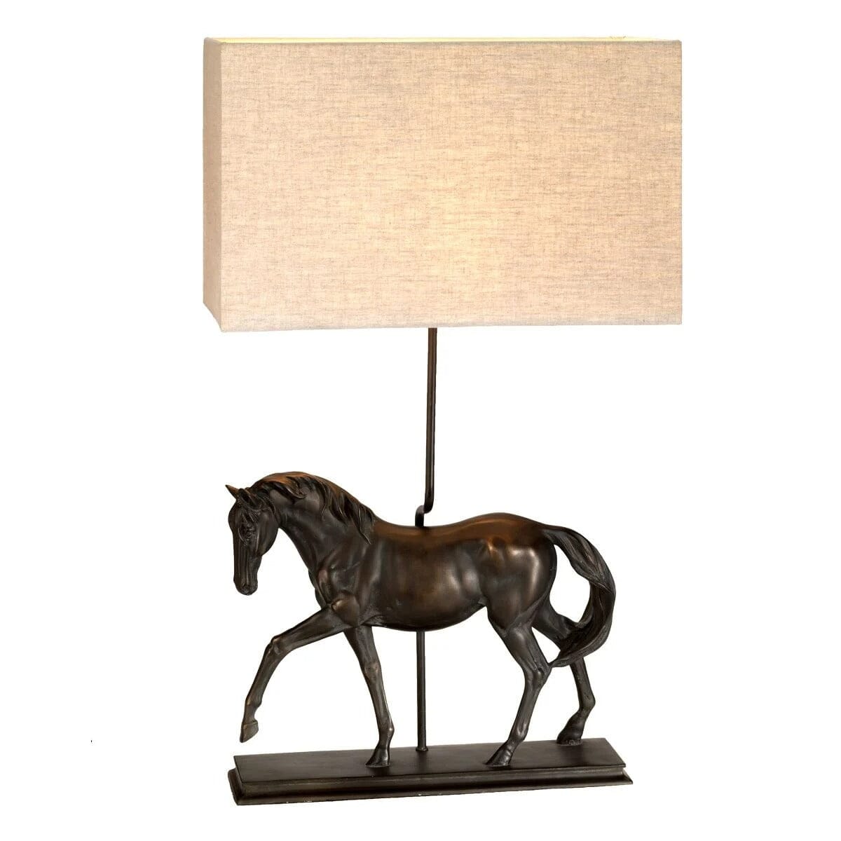 Greenwich Bronze Horse Decorative Table Lamp with Rectangular Shade Lighting 