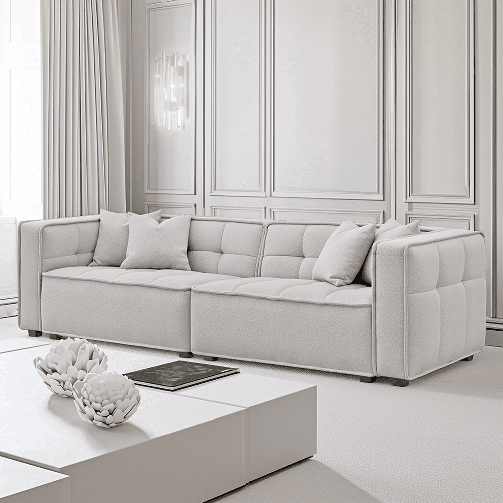 Hadlee Quilted Putty Boucle 4 Seater Sofa – Rowen Homes