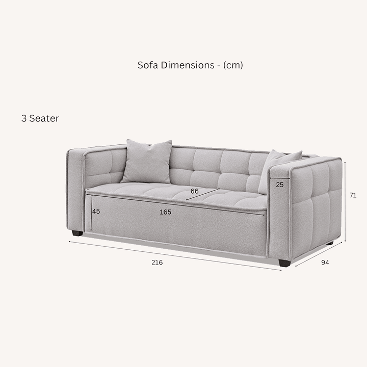 Hadlee Quilted Putty Boucle Sofa Range Sofa 