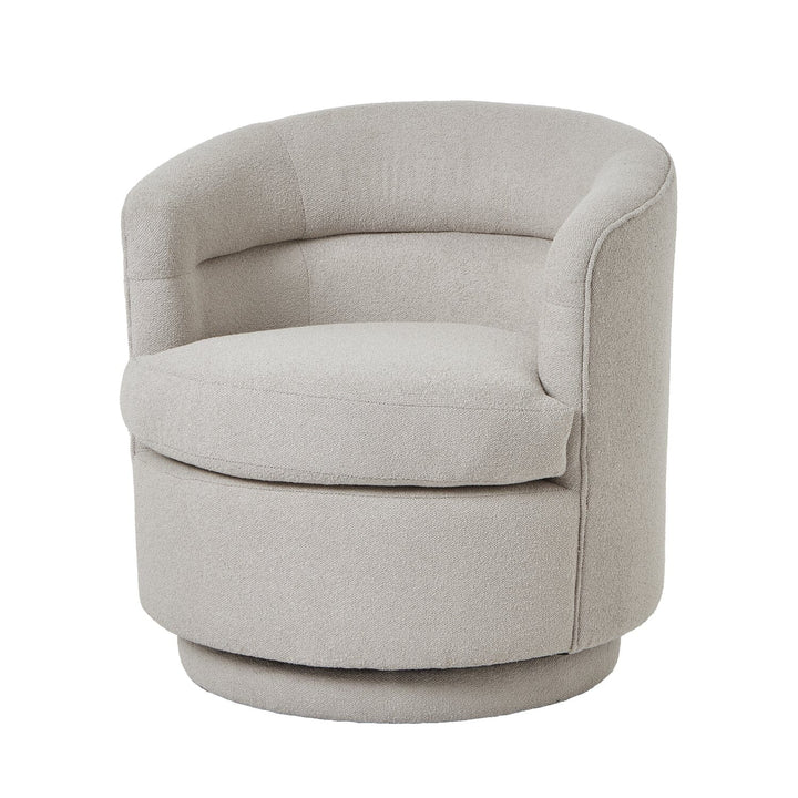 Hague Neutral Textured Fabric Curved Swivel Chair Furniture 