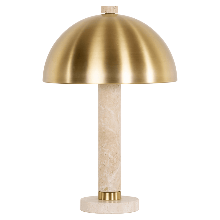 Hannah Travertine Marble Table Lamp with Brushed Gold Shade Lighting 