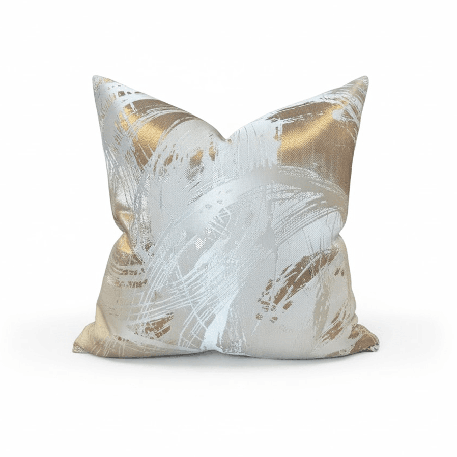 Harlow Cream & Gold Metallic Abstract Cushion Cover - 50x50cm