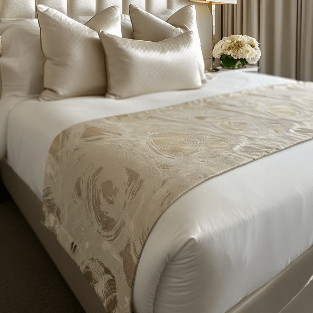 Harlow Cream & Gold Metallic Bed Runner Textiles 