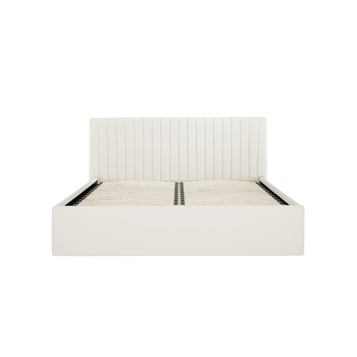 Harriet Ecru Velvet Channelled Ottoman Bed Beds and Headboards 