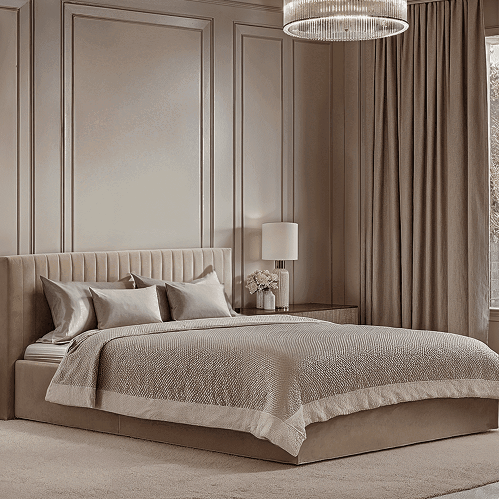 Harriet Low Velvet Channelled Ottoman Bed