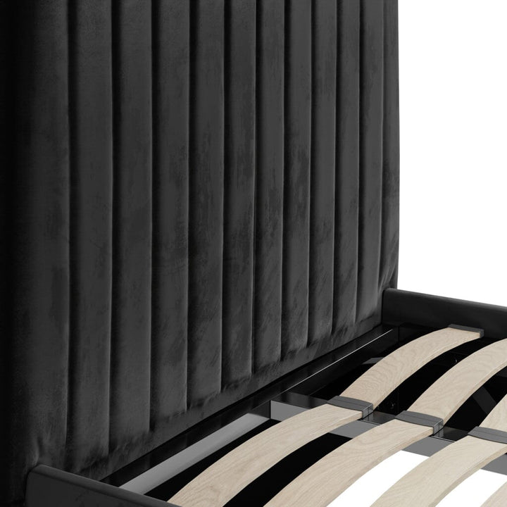 Harriet Single Black Velvet Channelled Ottoman Bed Beds and Headboards 