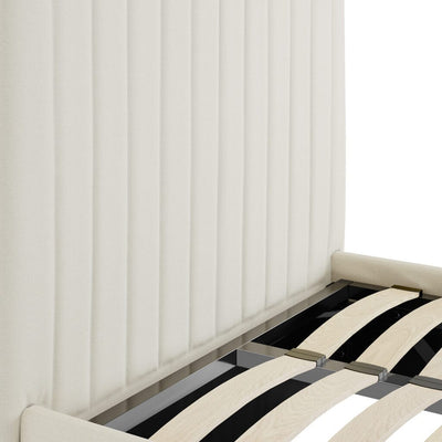 Harriet Single Ecru Textured Channelled Ottoman Bed Beds and Headboards 
