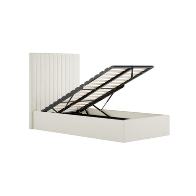 Harriet Single Ecru Textured Channelled Ottoman Bed Beds and Headboards 