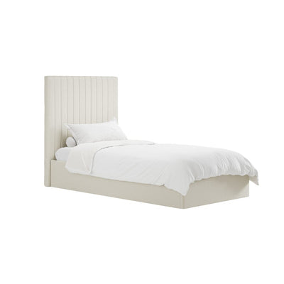 Harriet Single Ecru Textured Channelled Ottoman Bed Beds and Headboards 