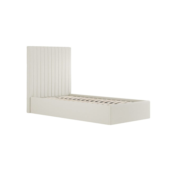 Harriet Single Ecru Textured Channelled Ottoman Bed Beds and Headboards 