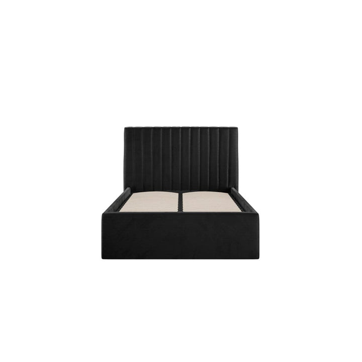 Harriet Single Low Black Velvet Channelled Ottoman Bed Beds and Headboards 