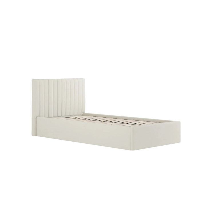 Harriet Single Low Ecru Textured Channelled Ottoman Bed Beds and Headboards 