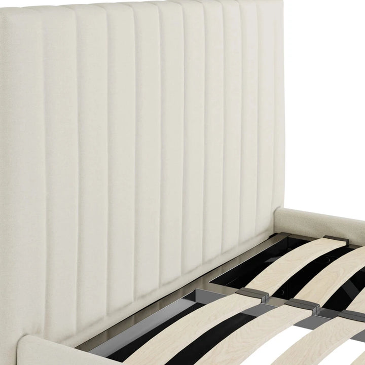 Harriet Single Low Ecru Textured Channelled Ottoman Bed Beds and Headboards 