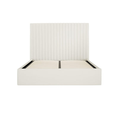 Harriet Tall Ecru Velvet Channelled Ottoman Bed Beds and Headboards 