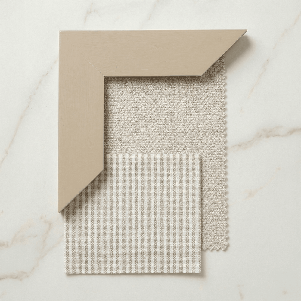 Harrington Natural Woven Channelled Headboard with Light Taupe Frame ...