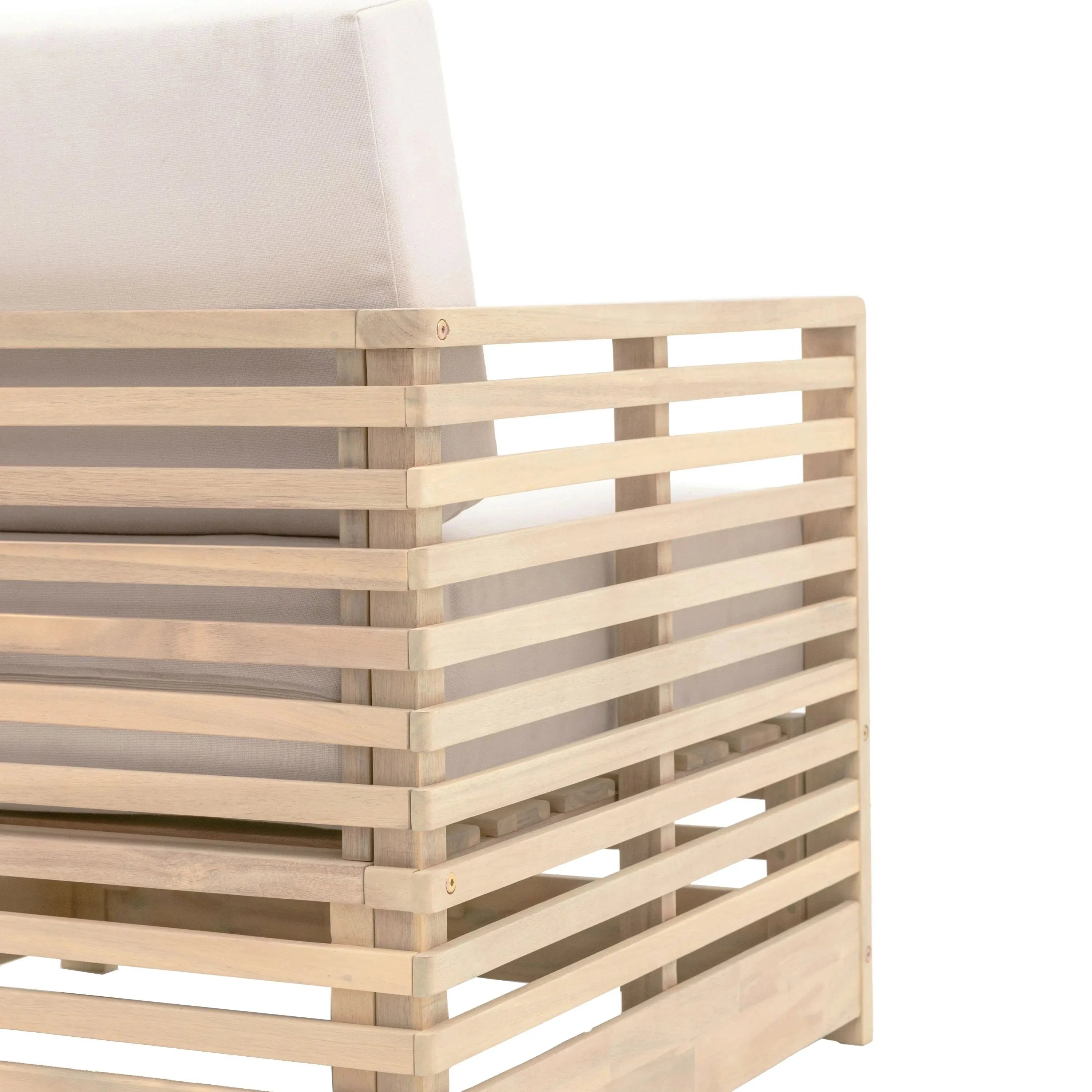 Havana Outdoor Cream & Lightwash Acacia Wood 2 Chair Lounge Set Outdoor 