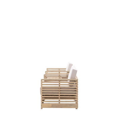 Havana Outdoor Cream & Lightwash Acacia Wood 2 Chair Lounge Set Outdoor 