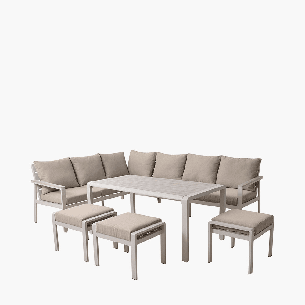 Hawaii Cream & Taupe 5 Piece Outdoor Corner Dining Set Outdoor 