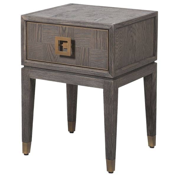 Haye Chestnut & Gold 1 Drawer Bedside Table Furniture 