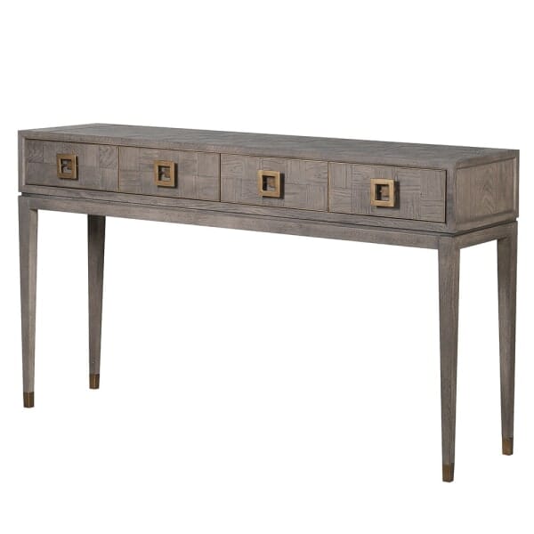 Haye Chestnut Oak Veneer 4 Drawer Console Table Furniture 