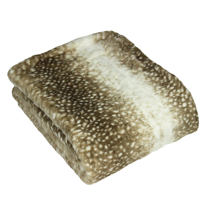 Hazel Cream & Brown Two-Toned Faux Fur Throw Textiles 
