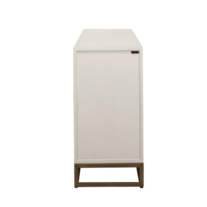 Helena Luxury Cream Oak Veneer 4 Door Sideboard with Brass Detailing Furniture 