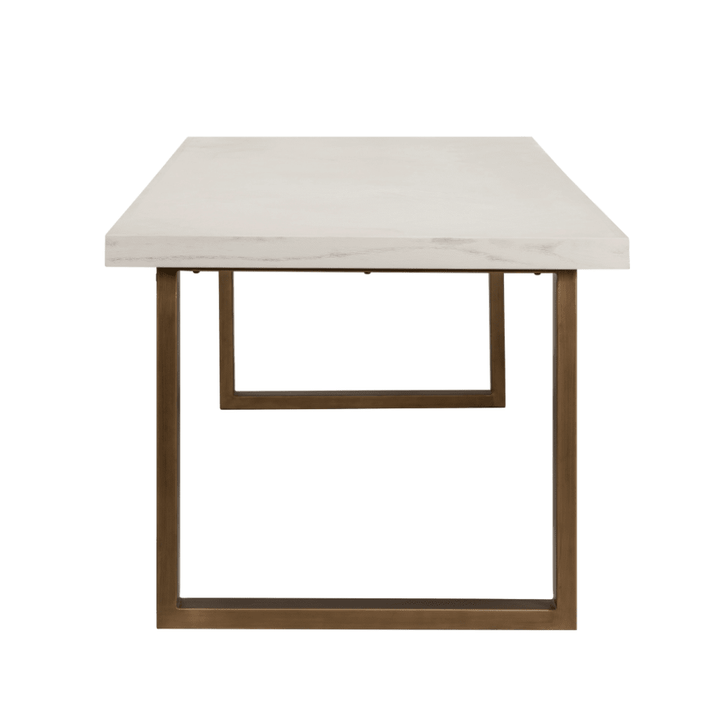 Helena Luxury Cream Oak Veneer Rectangular Dining Table with Brass Legs Furniture 