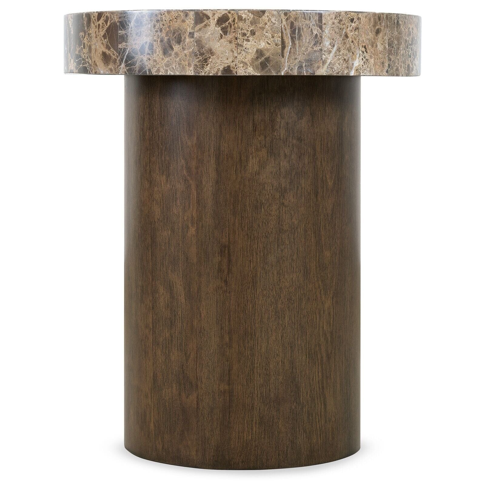 Henman Walnut Round Side Table with Dark Marble Top Furniture 