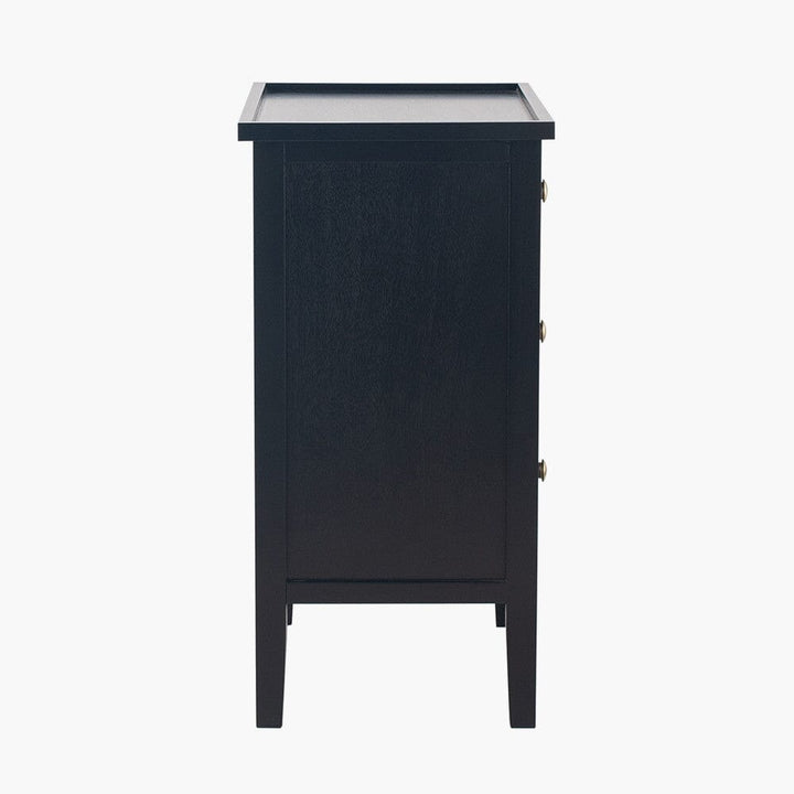 Henrik Black 3 Drawer Bedside Table with Gold Handles Furniture 