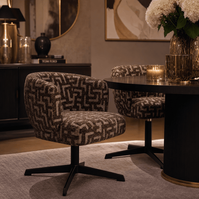 Herman Brown Patterned Swivel Dining Chair Furniture 