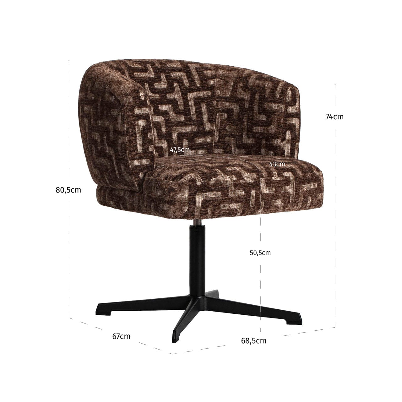 Herman Brown Patterned Swivel Dining Chair Furniture 