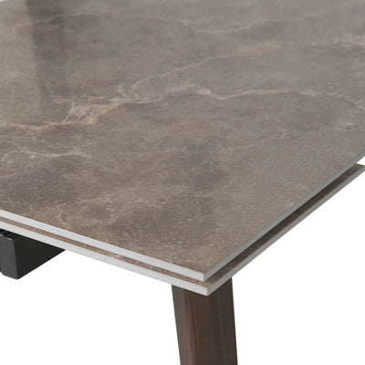 Hielle Extendable Marble Dining with Walnut Legs Furniture 