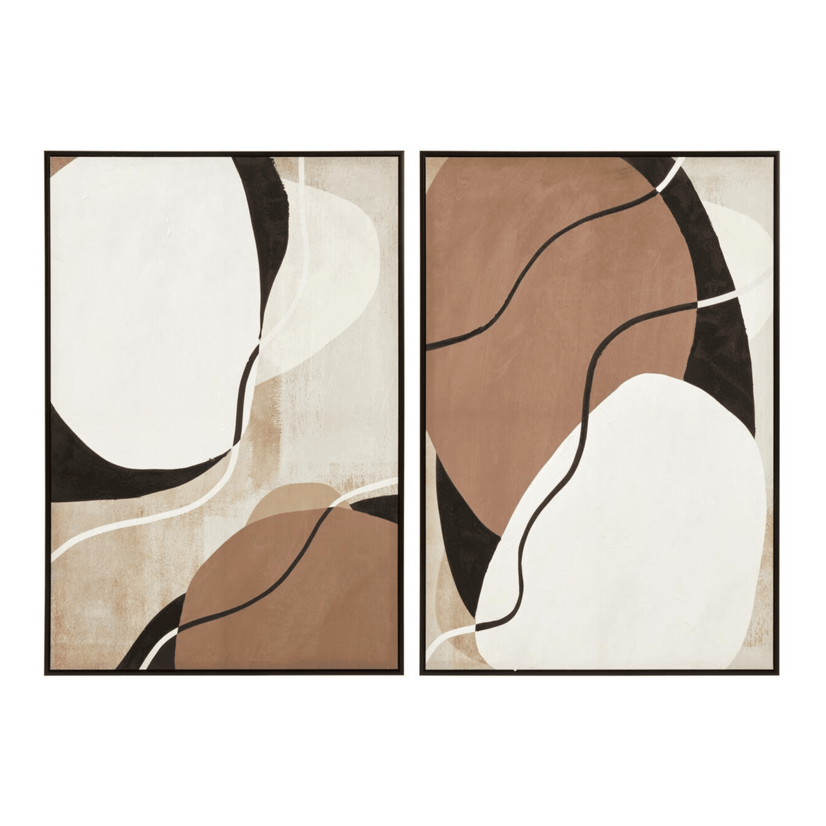 Highclere Neutral & Black Abstract Canvas Wall Art - Set of 2 Accessories 