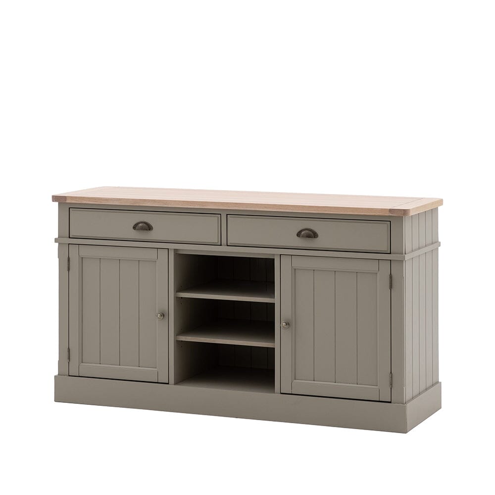 Highclere Sage Green Painted 2 Door 2 Drawer Sideboard with Oak Top Furniture 