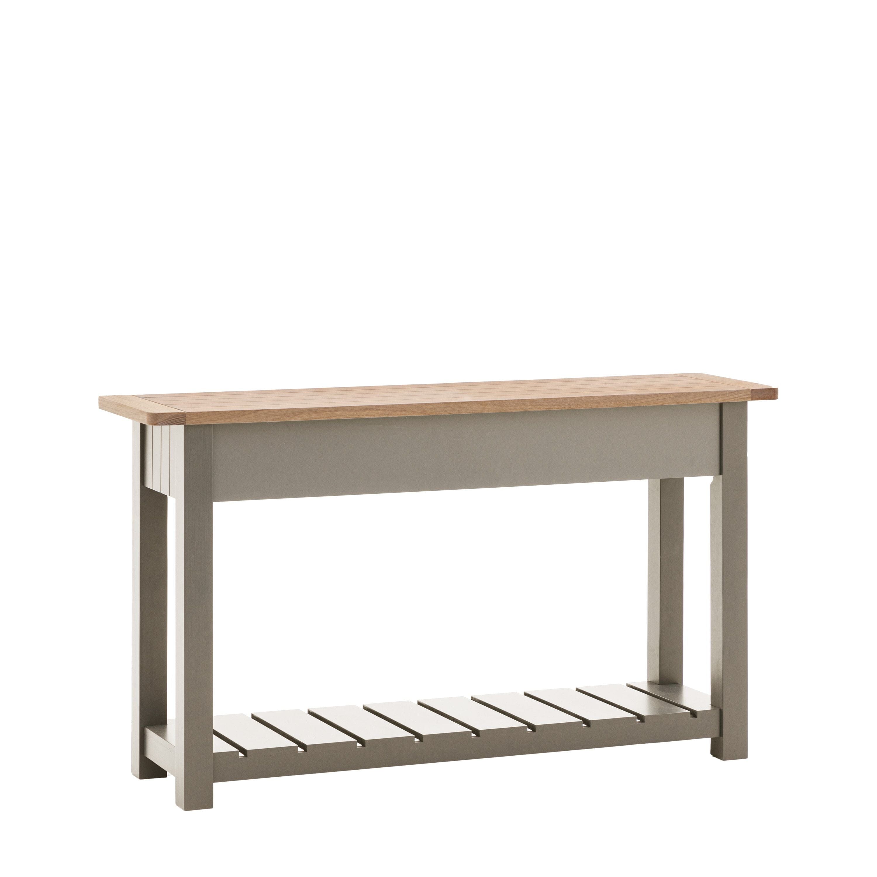 Highclere Sage Green Painted 2 Drawer Console Table with Oak Top Furniture 