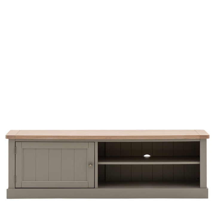 Highclere Sage Green Painted Media Unit with Oak Top Furniture 