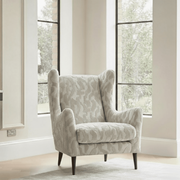 Hilla Cream Abstract Pattern Accent Chair Furniture 