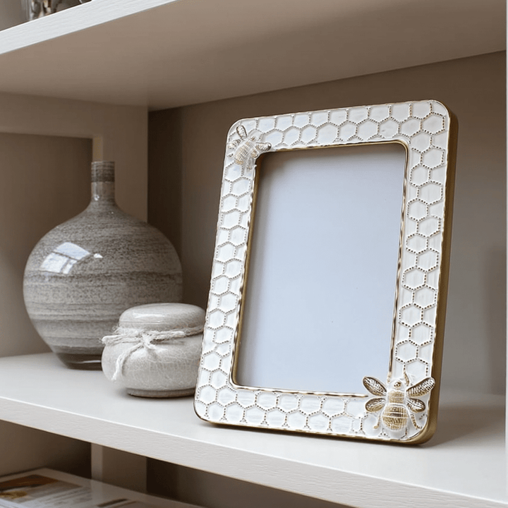 Honey Bee White & Gold Bee Photo Frame - 5x7" Accessories 