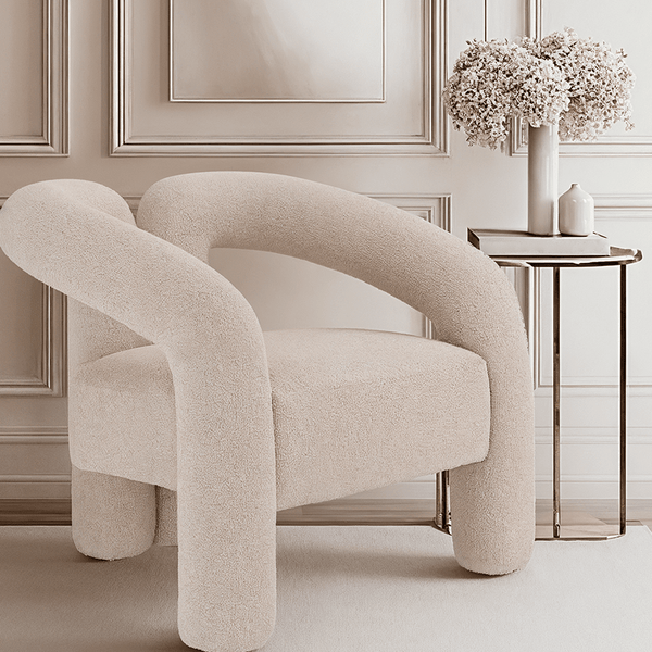 Houston Cream Curved Accent Chair Furniture 