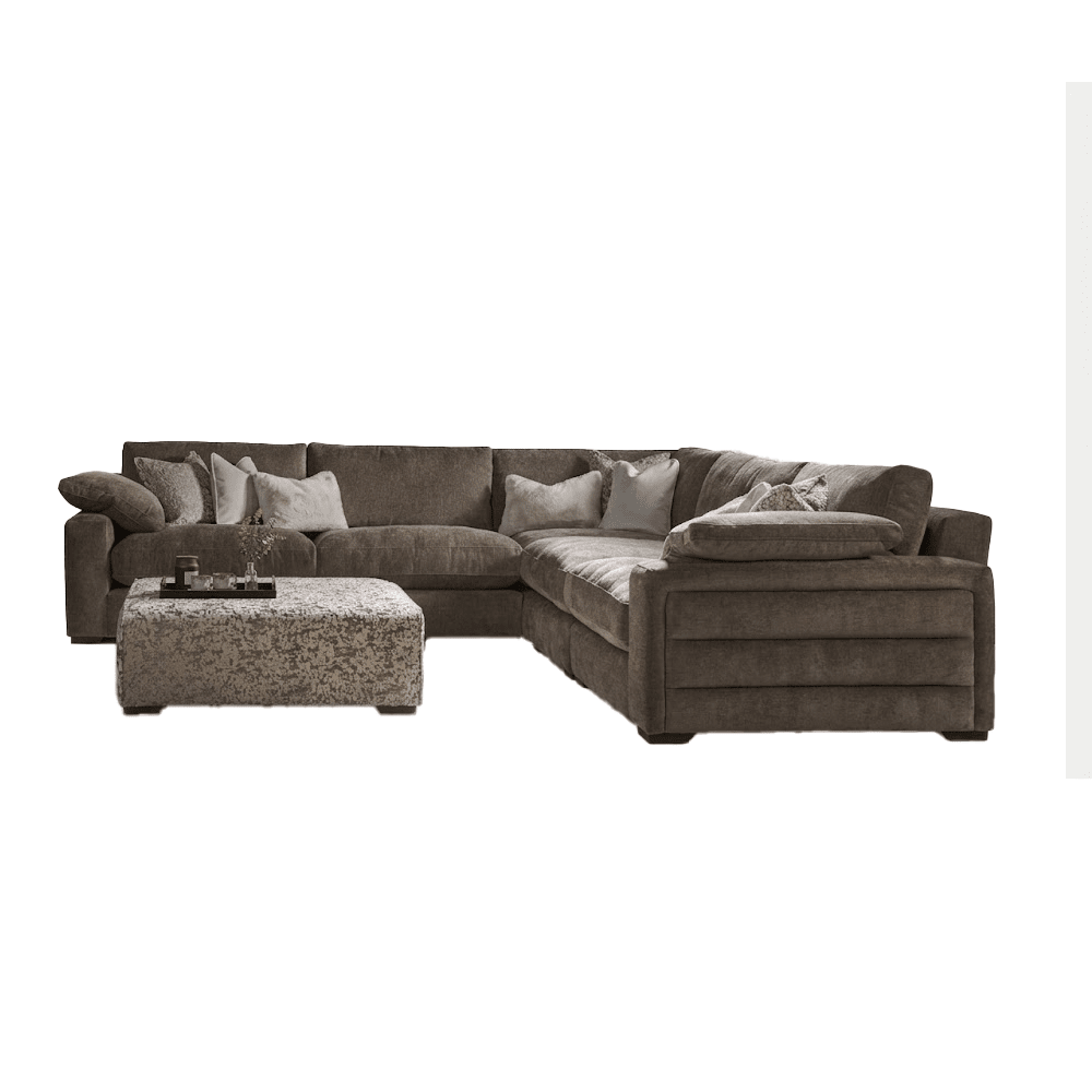 Hoxton Greige Chenille Extra Large Corner Sofa Sofa 