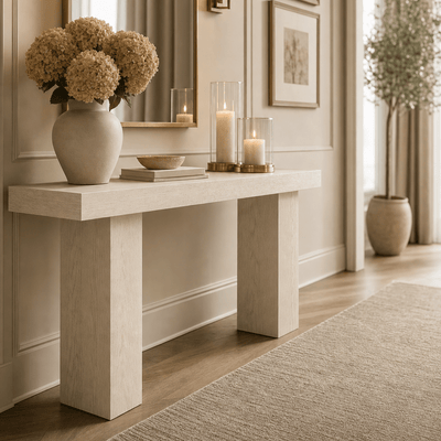 Hudson White Washed Wood Console Table Furniture 