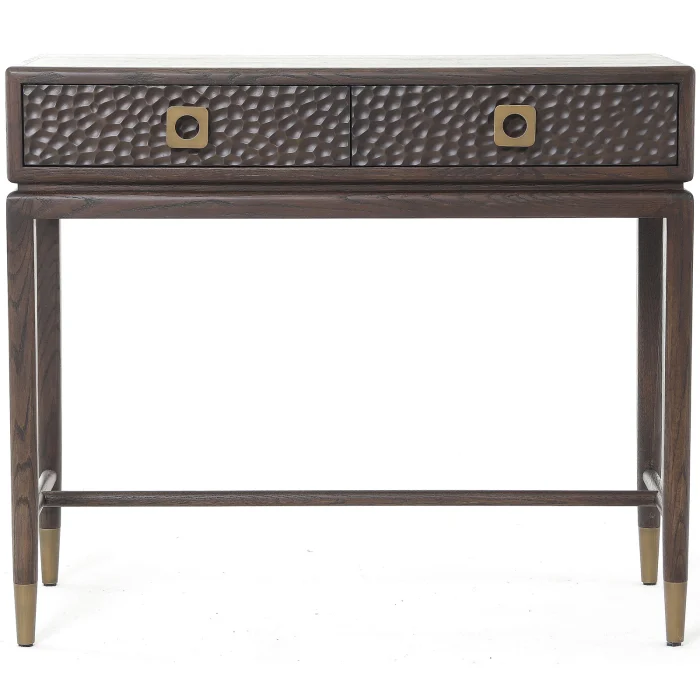 Osmund Dark Hammered Oak Effect  2 Drawer Console Table